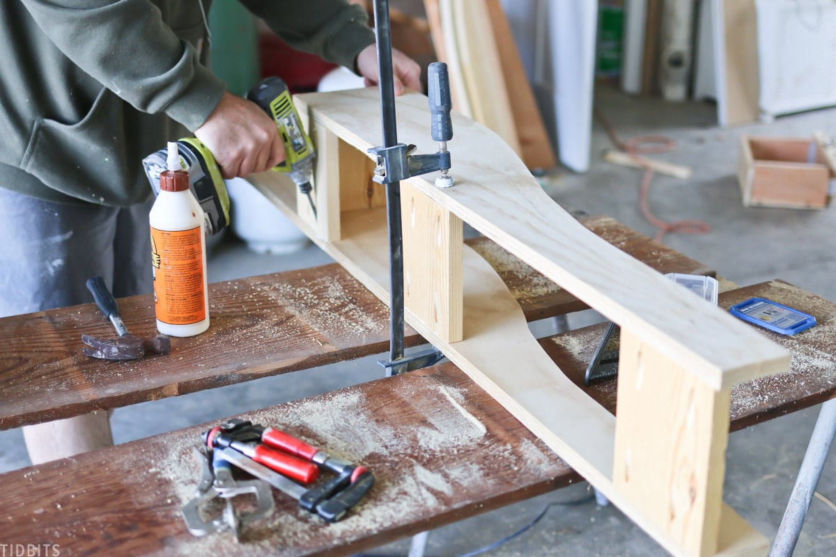 clamping the legs together for the fireplace surround