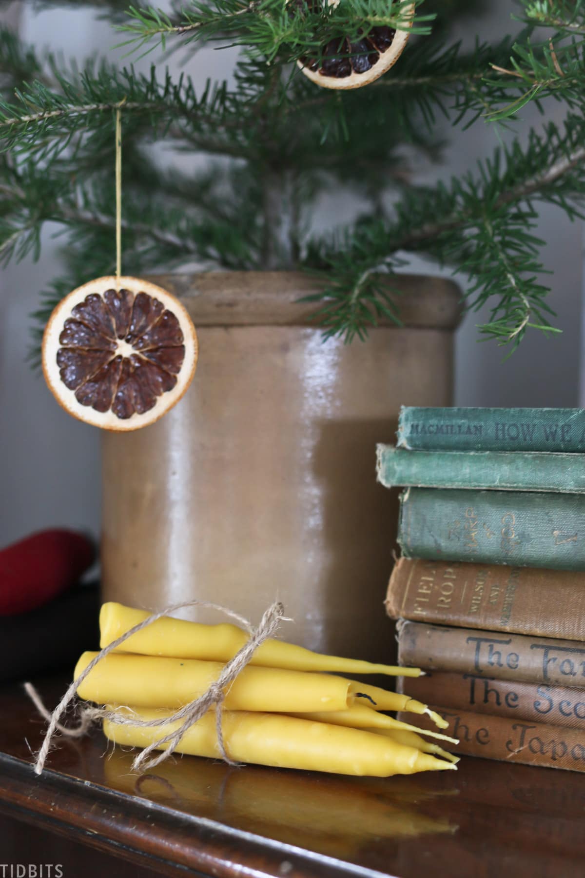 Display your homemade dipped beeswax taper candles
