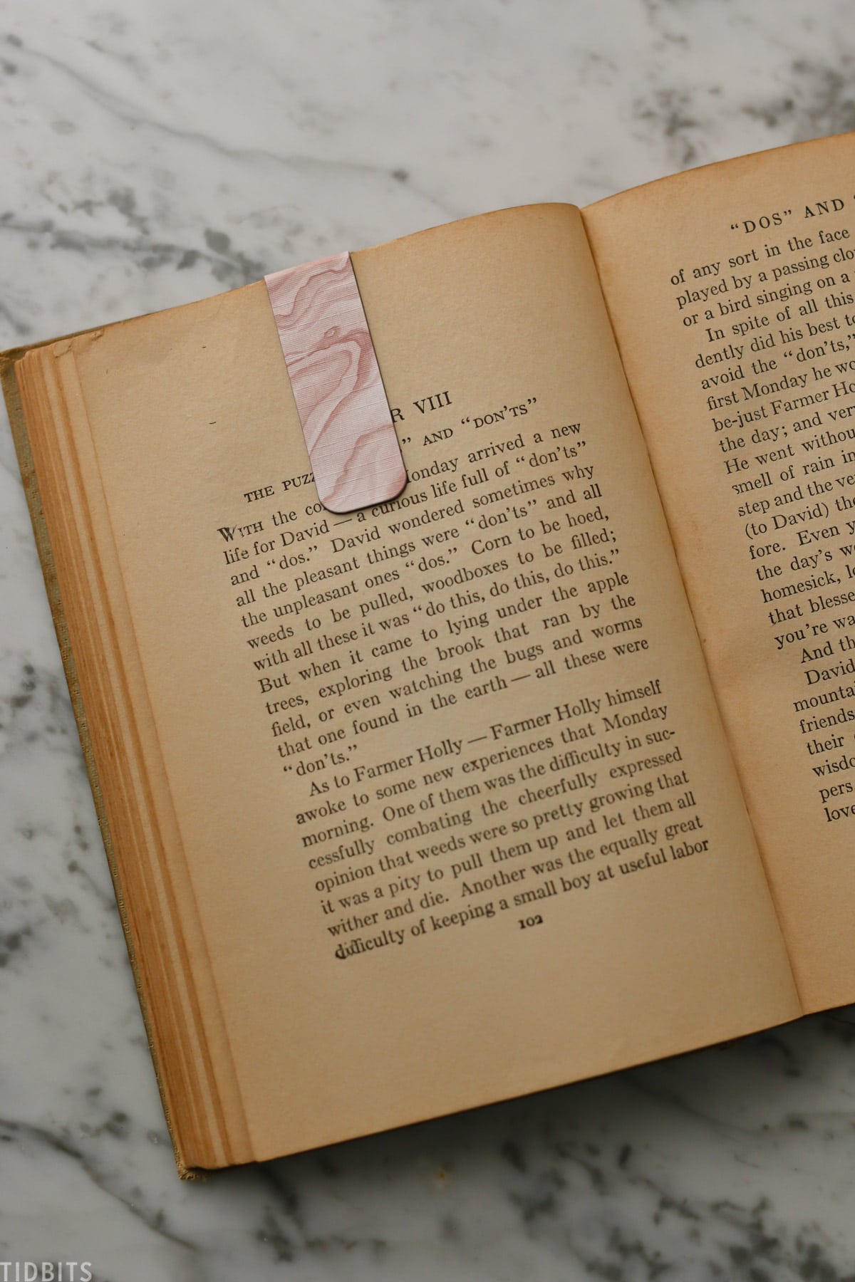 vintage book with magnetic bookmark