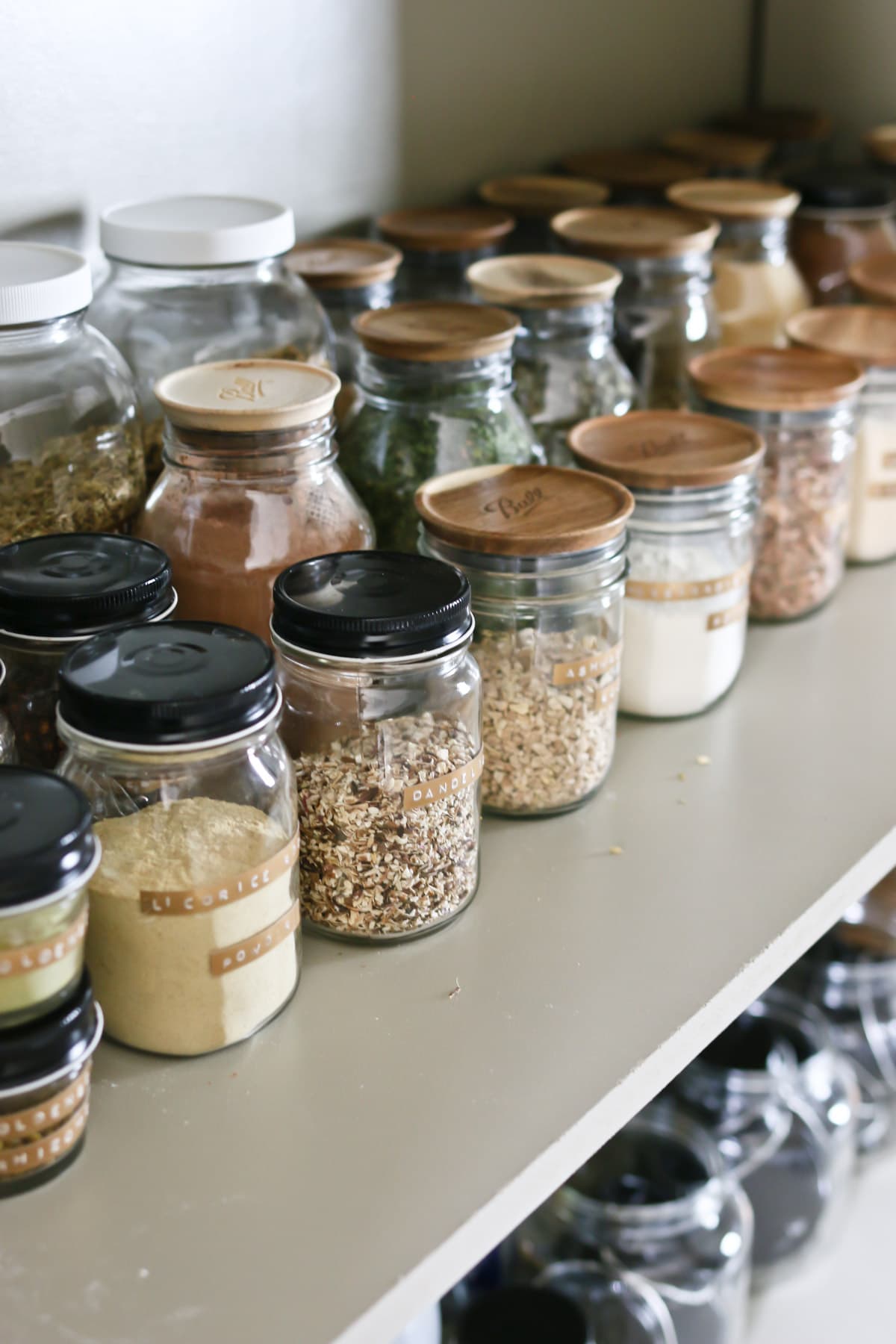 storing herbs in jars