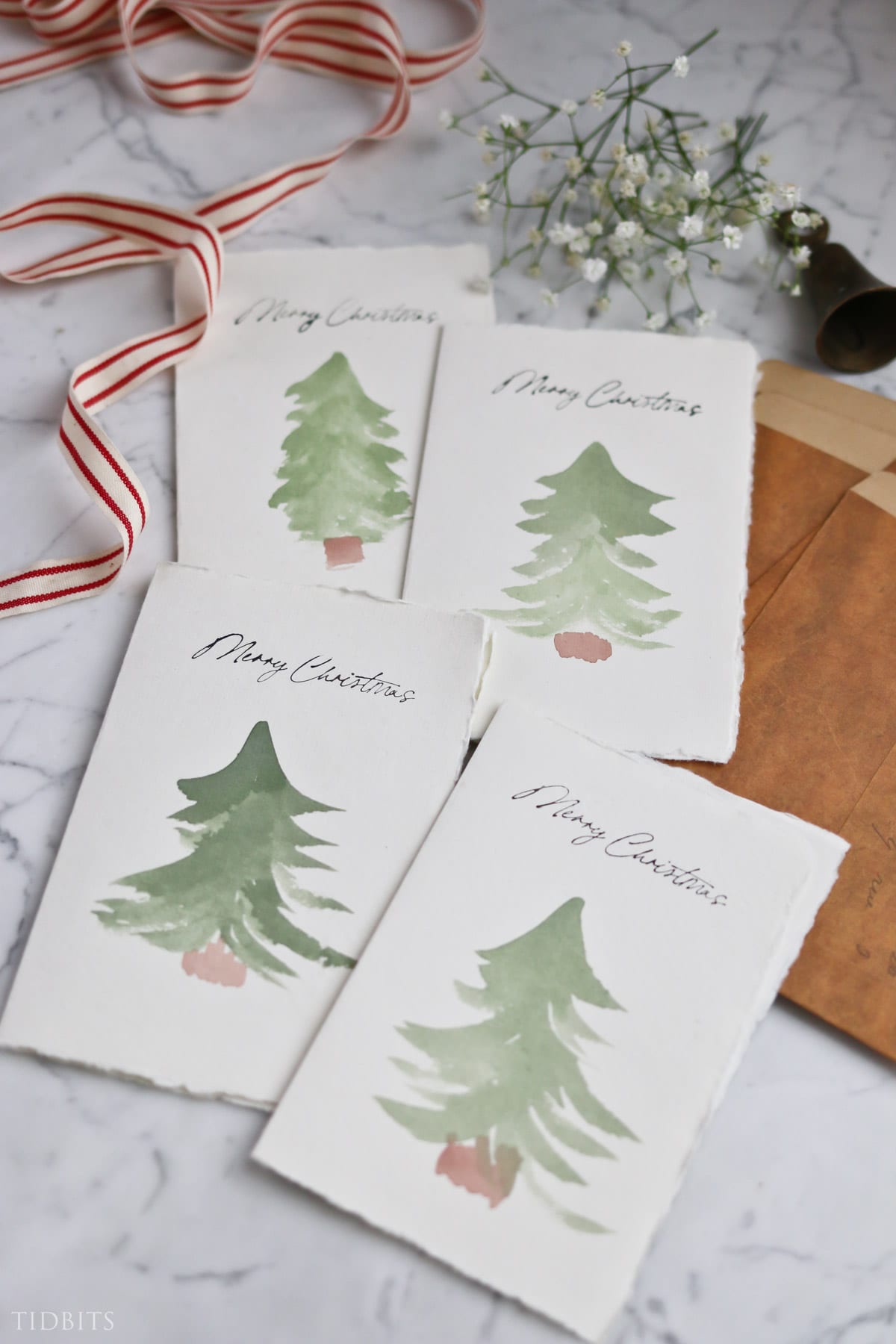 Easy DIY Watercolor Christmas Cards - No Skills Required! - Tidbits