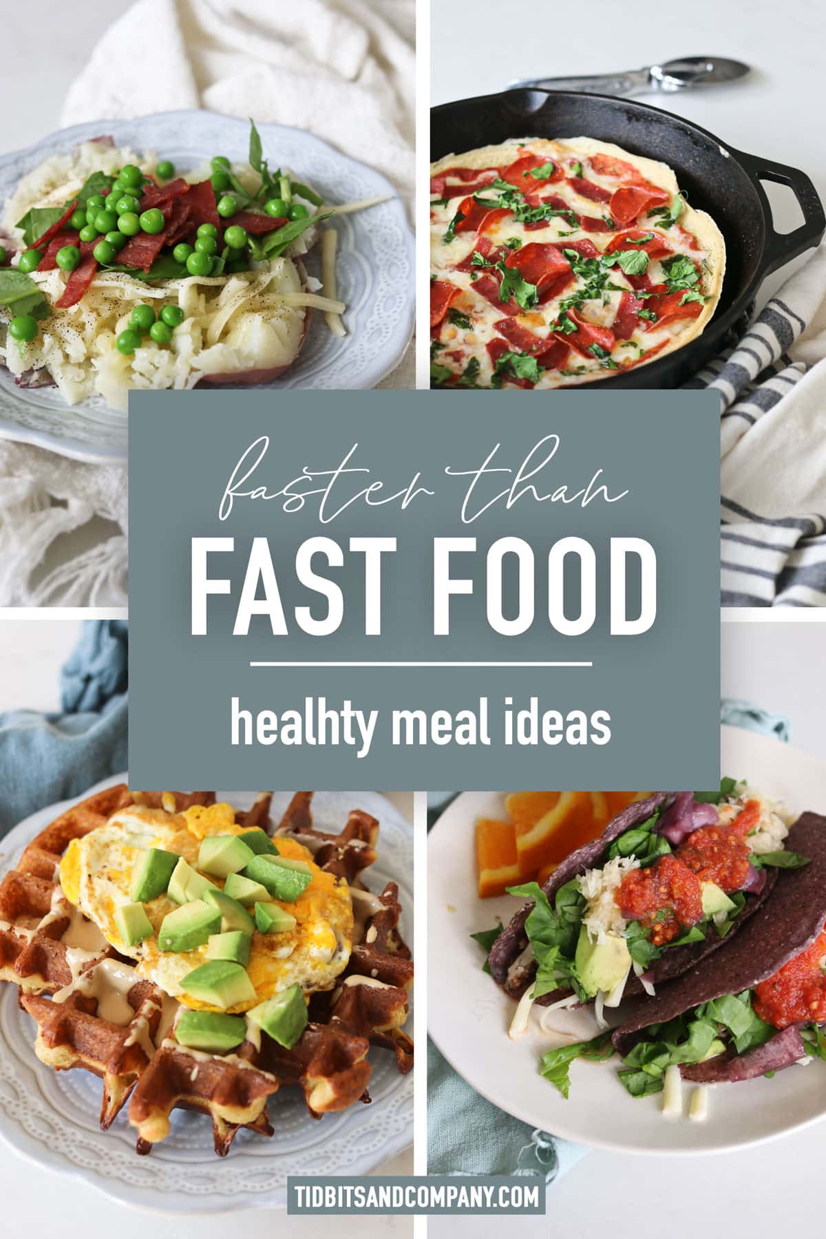 Collage of healthy, fast meals with "Faster than Fast Food" text