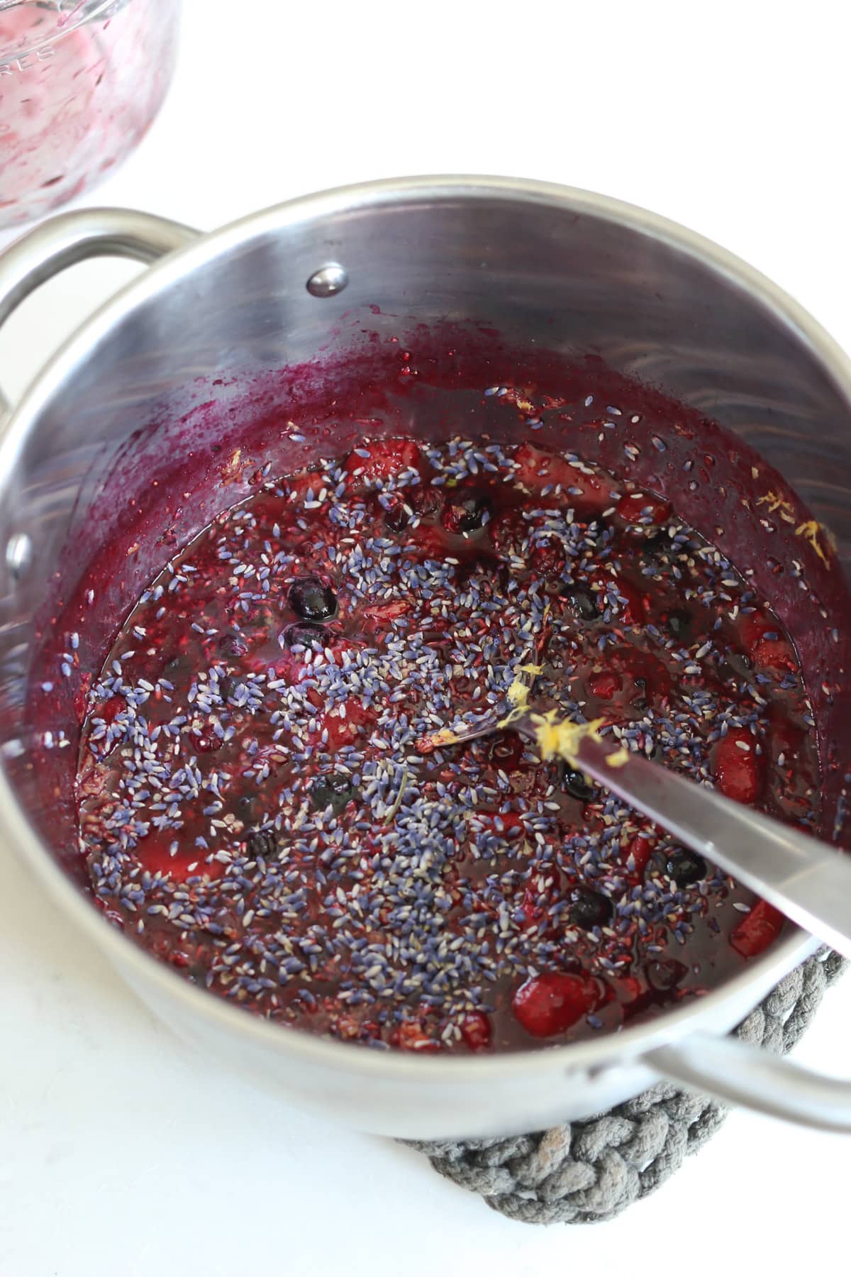 Cooked berries in a saucepan