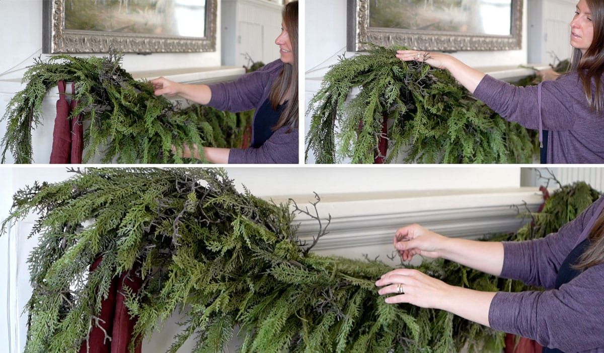 Fluff faux evergreen branches for a full look