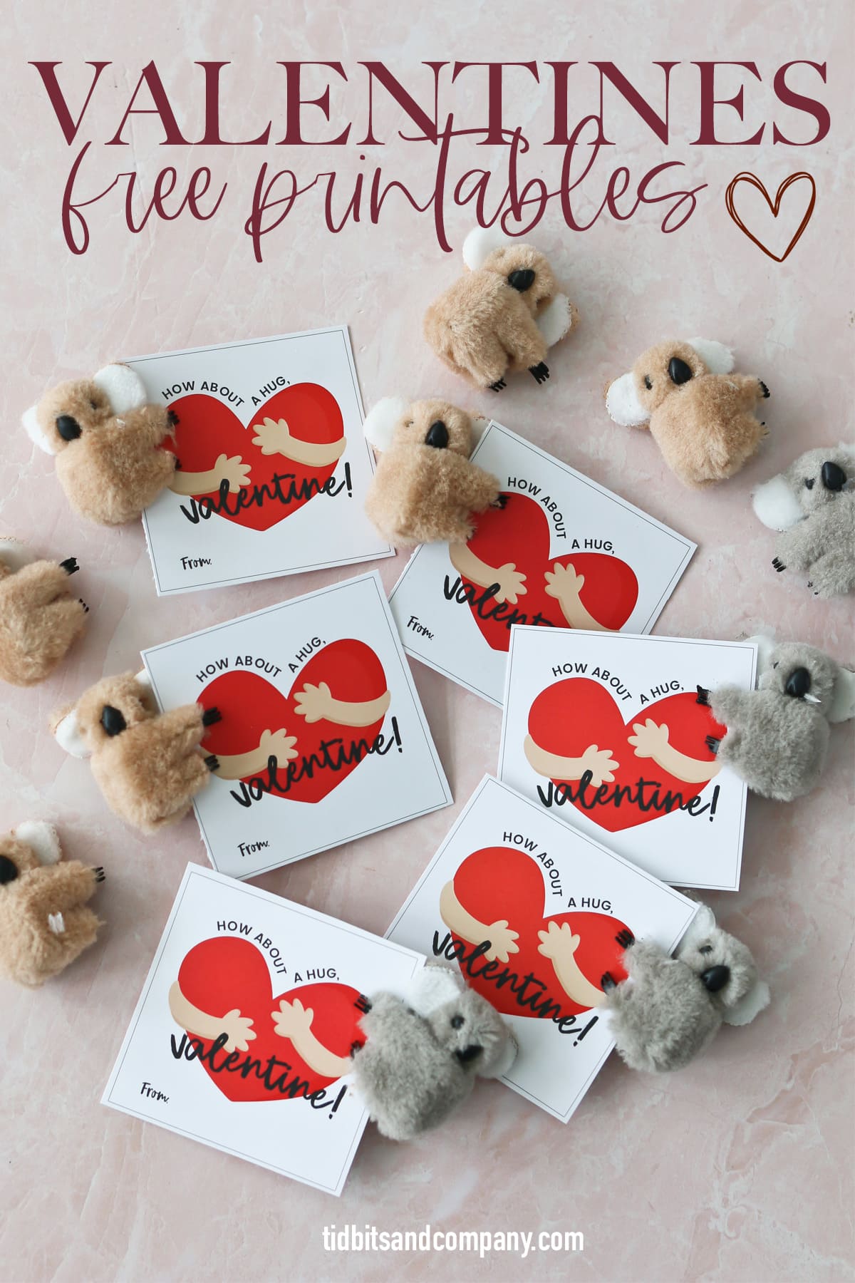 Small koala bears hug free printable valentine cards