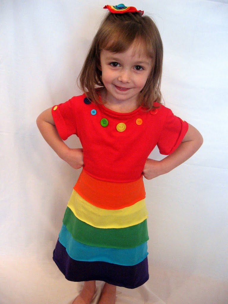Layered T-Shirt Rainbow Dress