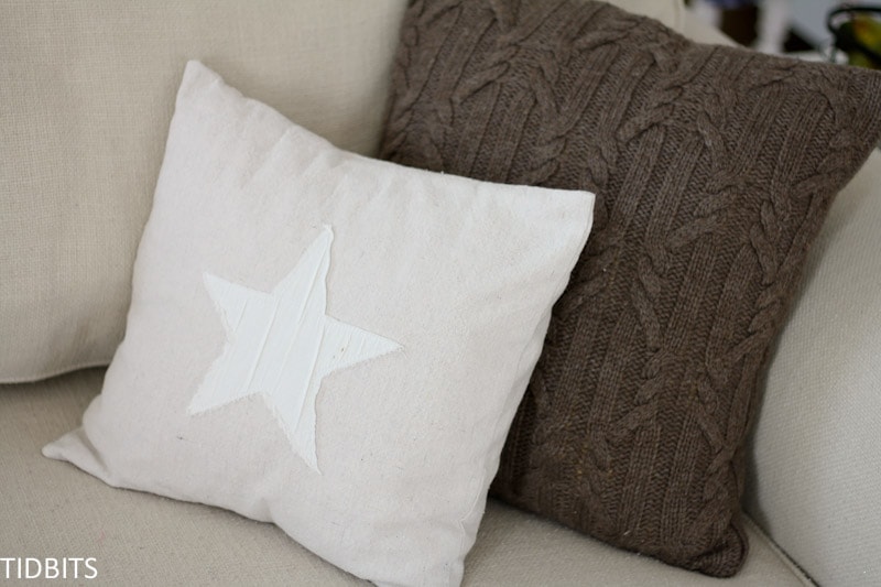 Cozy brown sweater pillow and pillow with star 