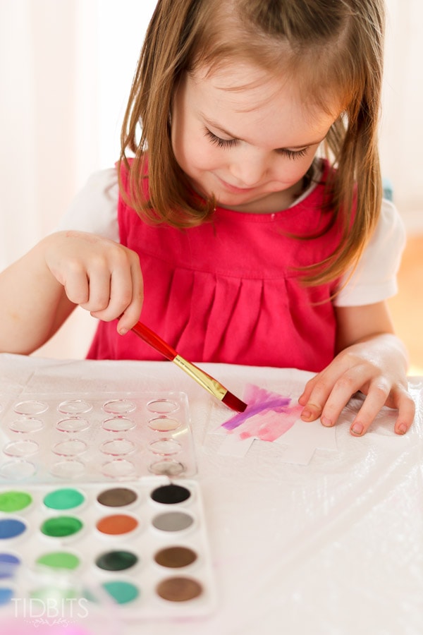 Spring Kids Craft Watercolor Banner Tidbits-3