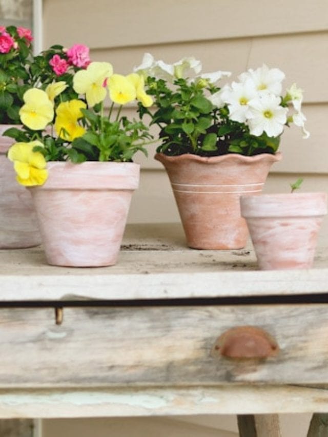 Summer Porch Makeover: DIY Whitewash Terracotta Pots Story