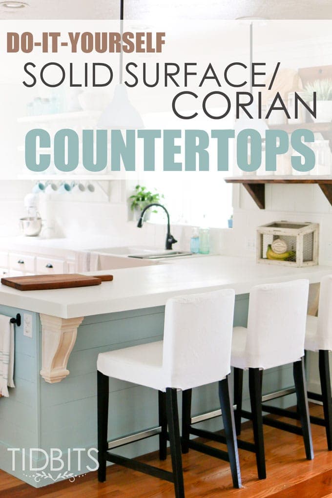 DIY Solid Surface/Corian Countertops.  Save thousands of dollars, and still get a high end look with your countertops.