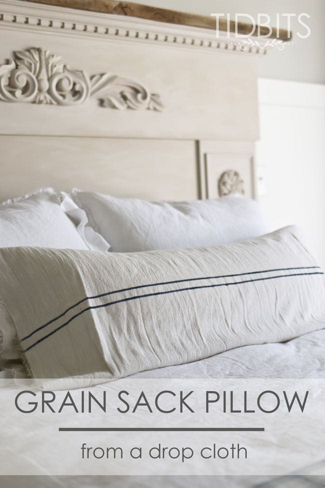 Easy DIY Grain Sack Pillow, made from a drop cloth - tutorial by TIDBITS