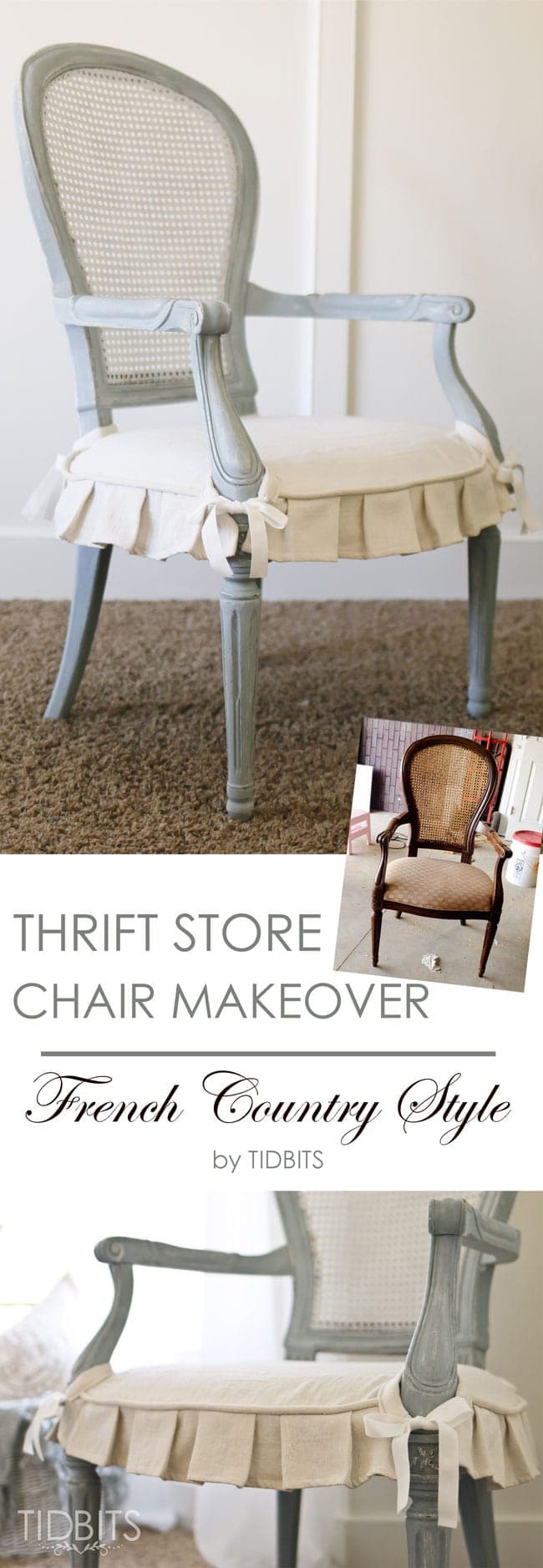 Thrift Store Chair Makeover | French Country Style - TIDBITS