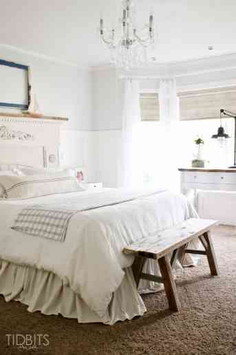 A serene master bedroom makeover, full of DIY's, thrifted treasures, and beautiful decor - by TIDBITS.