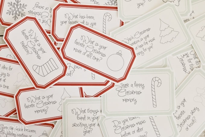 Christmas Countdown Conversation Cards - 25 days of enjoyable Holiday discussion for all ages. Free Printable.