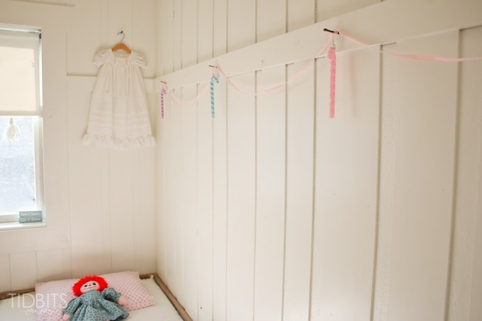 A Cottage Christmas Home Tour - Touches of a pastel Christmas in a shared girls room.