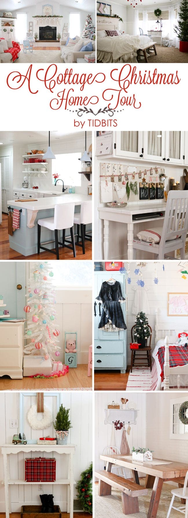 A Cottage Christmas Home Tour - Find inspiration your Christmas decorating on a budget. Home Tour part of Jeniffer Rizzo Holiday Housewalk 2015