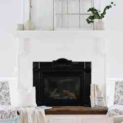 White Living Room and Mantel Decor