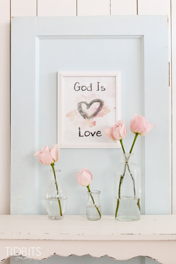 Enjoy this FREE Valentine Printable and remind your family that "God is Love".  Blue and Pink versions available.