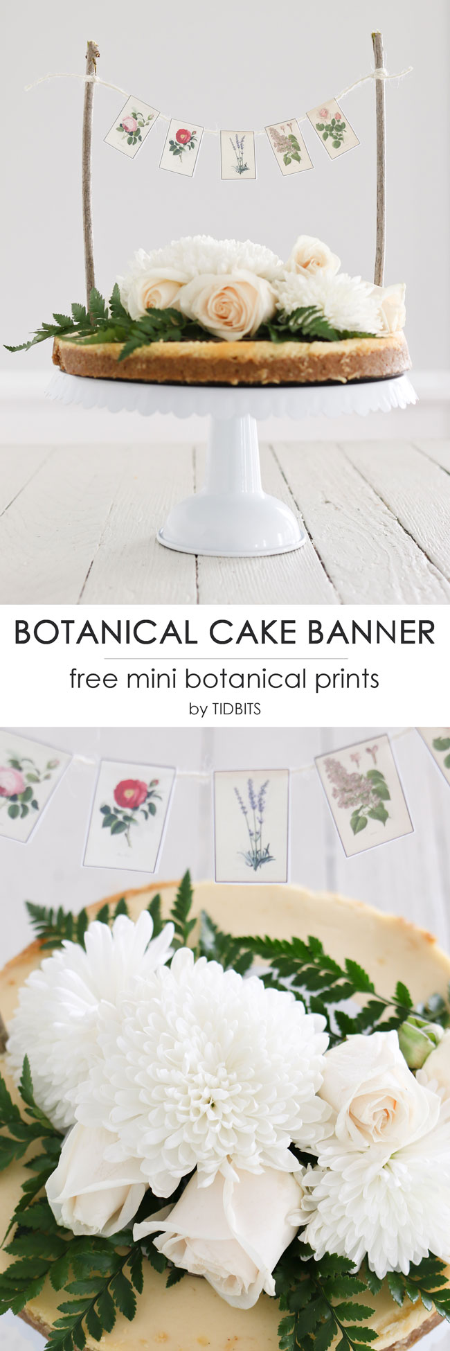 Mini Botanical Cake Banner FREE Printables. Hang this sweet cake banner over your treats or around your home.