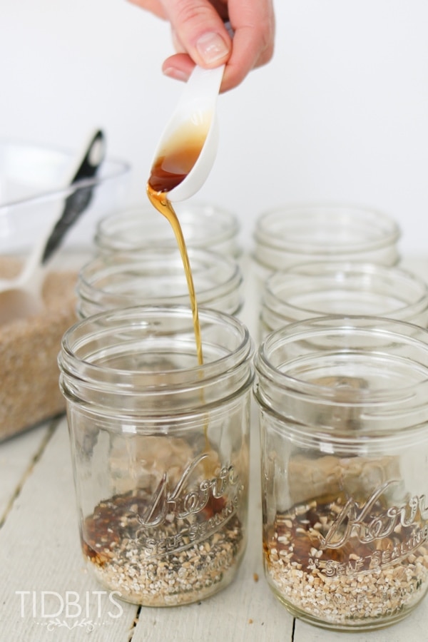 Mason Jar Steel Cut Oats - cooked right in the jar inside a pressure cooker. Prepare the night before and easily cook in the morning to enjoy chewy, delicious steel cut oats of all varieties for breakfast.