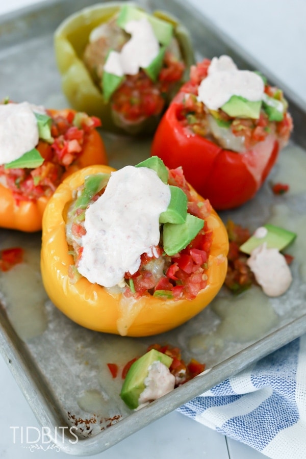 Pressure Cooker Mexican Stuffed Bell Peppers with Chipotle Lime Sauce