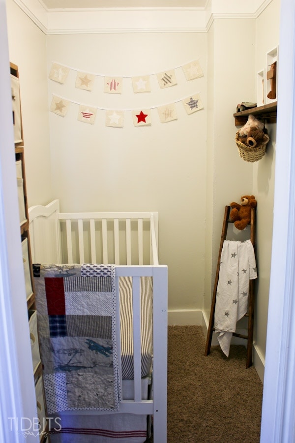 Closet into a nursery before and after.