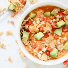 Pressure Cooker Creamy Enchilada Soup. Packed full of veggies and good-for-you foods.