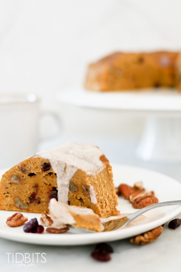 Pumpkin breakfast cake with a cinnamon maple drizzle - made in the pressure cooker.