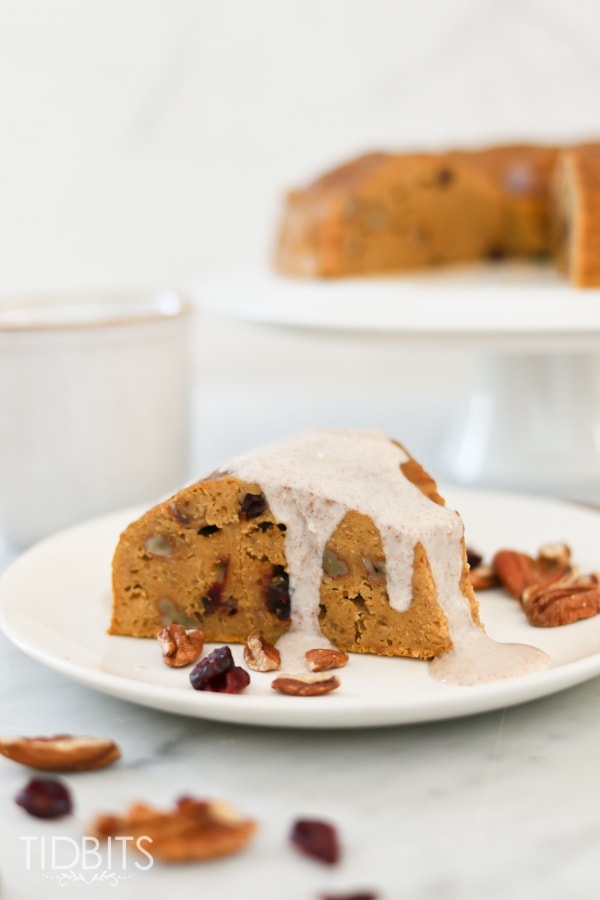 Pumpkin breakfast cake with a cinnamon maple drizzle - made in the pressure cooker.