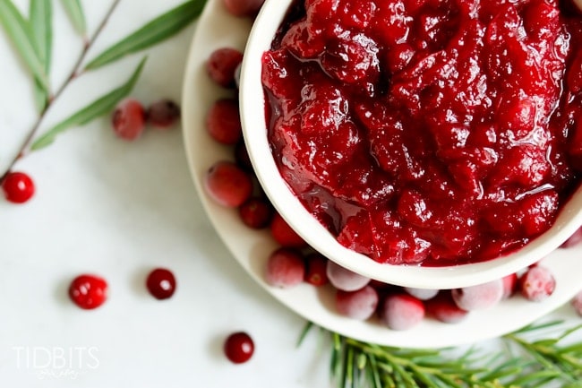 Cranberry Apple Sauce in a white bowl