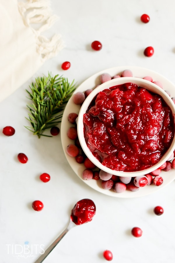 Cranberry Apple Sauce in a white bowl