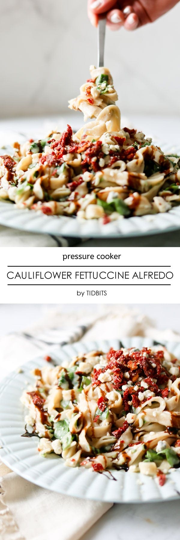 Pressure Cooker Cauliflower Fettuccine Alfredo. Healthy, delicious, and packed full of veggies!