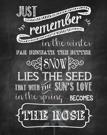 "The Rose" Song Lyrics | Free Printable - Tidbits
