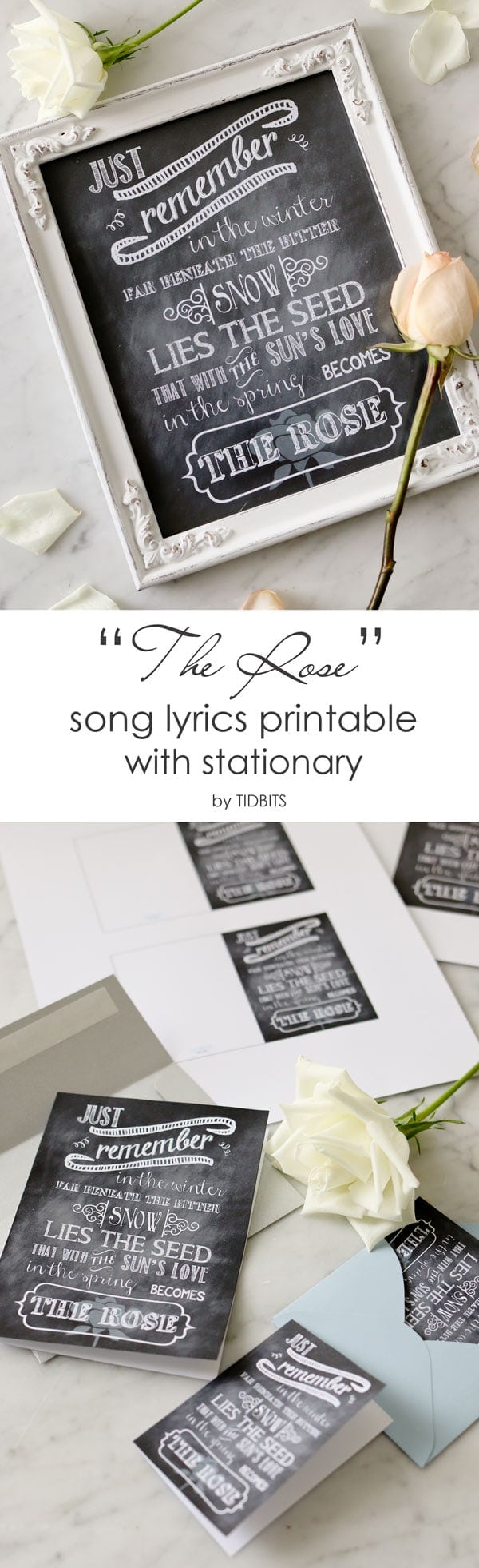 THE ROSE song lyrics free printable with stationary options.