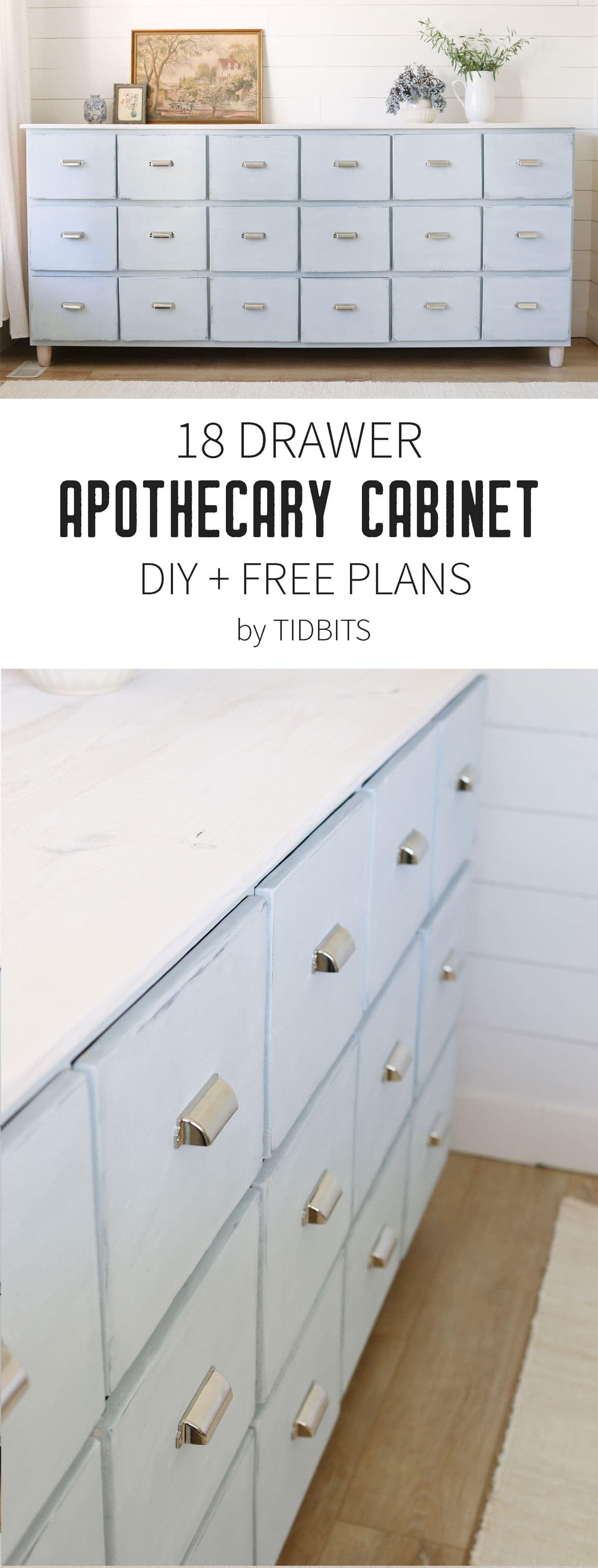 18 Drawer DIY Apothecary Cabinet | Free building plans available!!