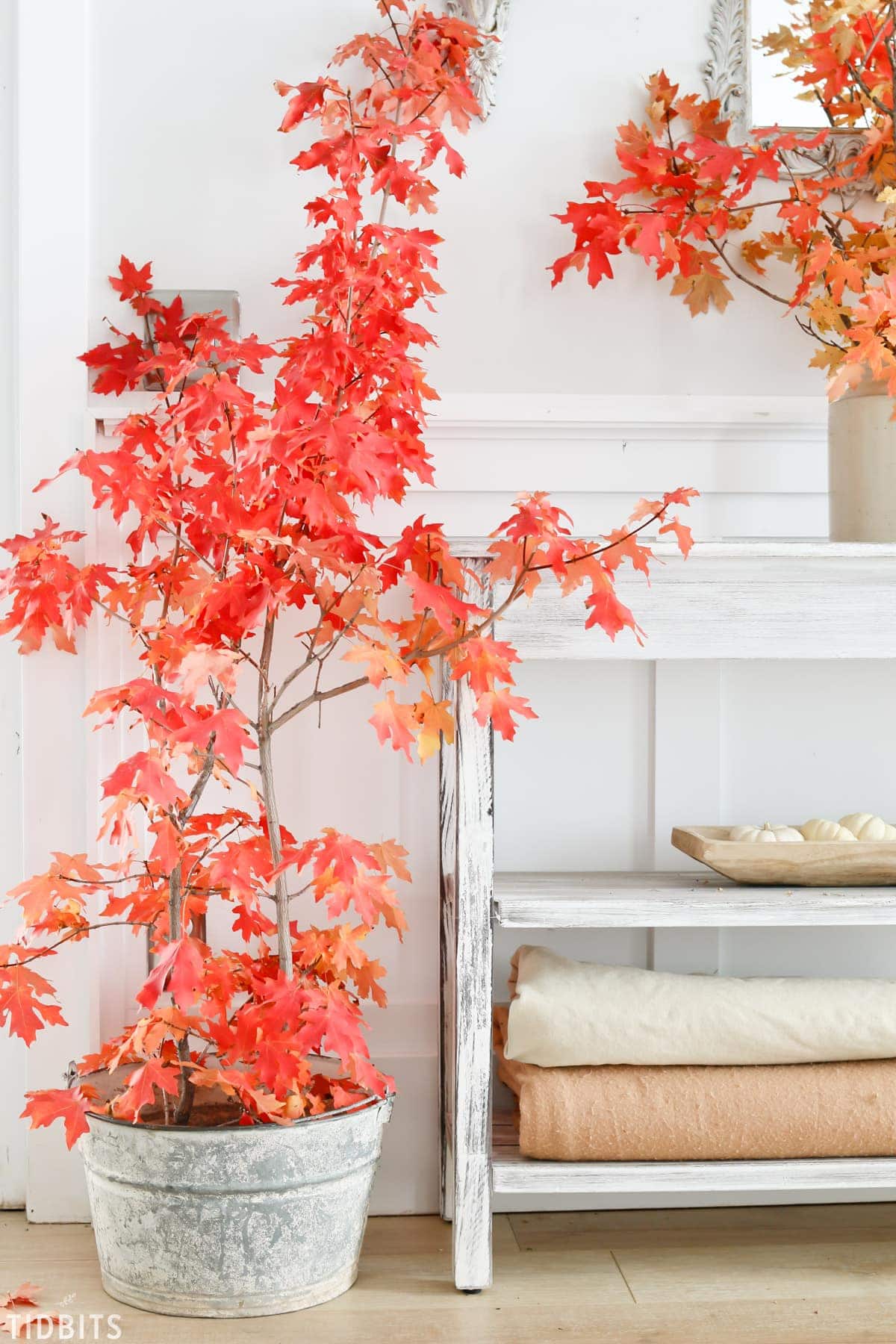 Enjoy the changing color of leaves outside and inside the home! Fall leaves in decor, by TIDBITS.
