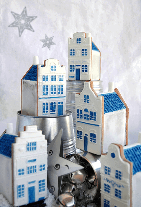 Blue Gingerbread houses