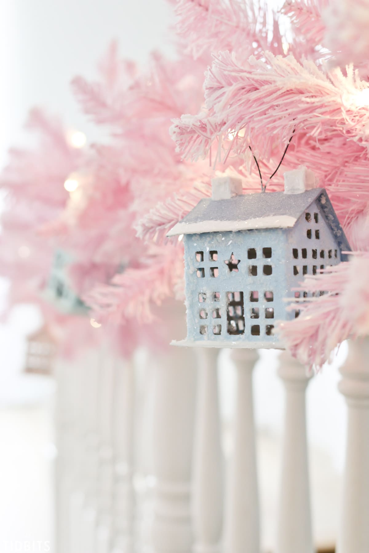 DIY Paper Mache Glitter Putz House or Village, by TIDBITS.