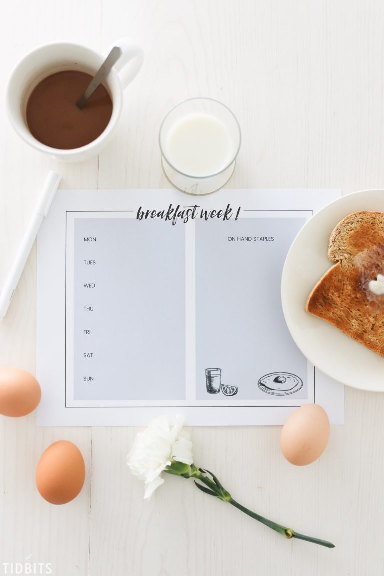 Breakfast Menu Planning Printables and Tips