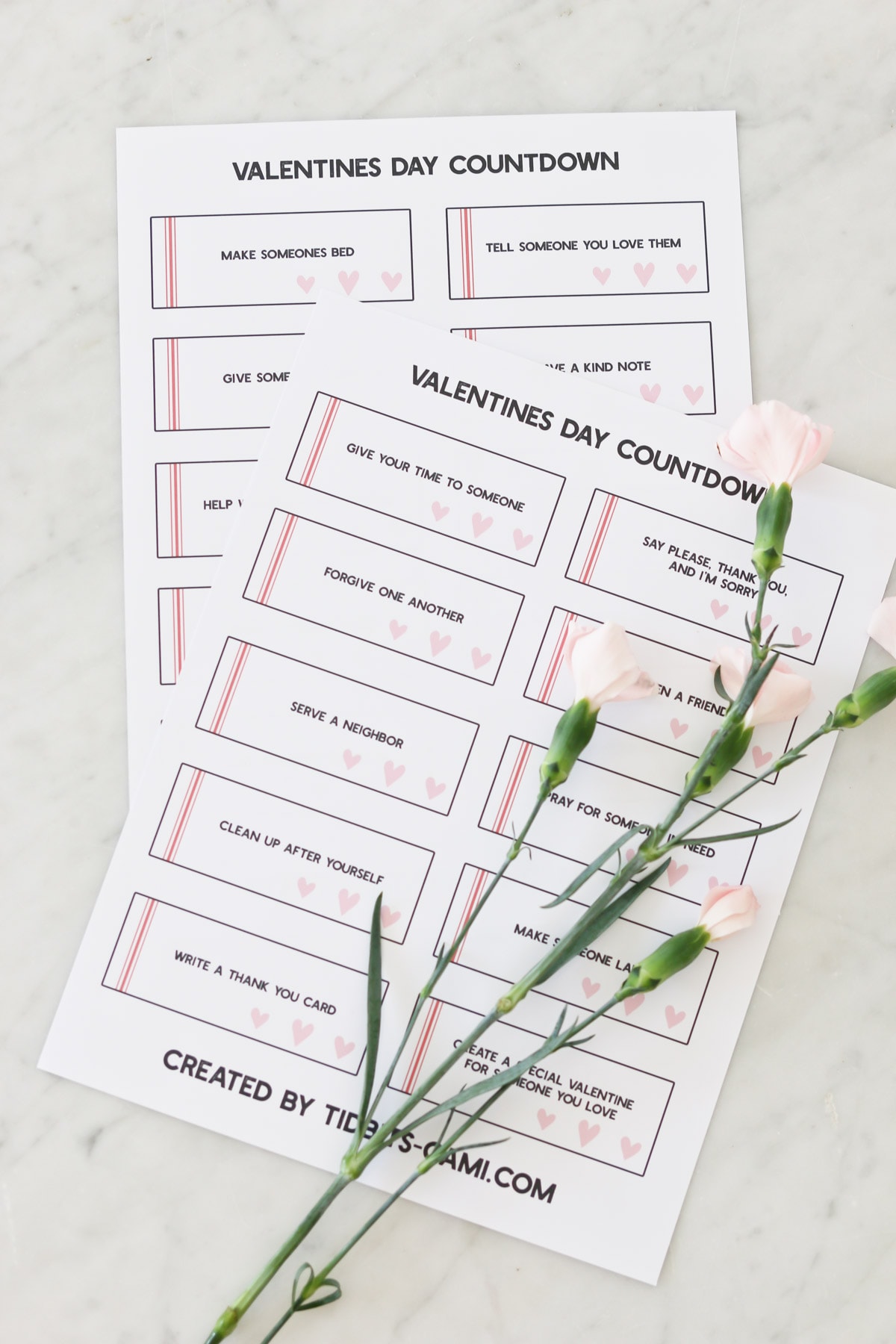 Valentines Day Countdown Printable | 14+ Acts of Love and Kindness