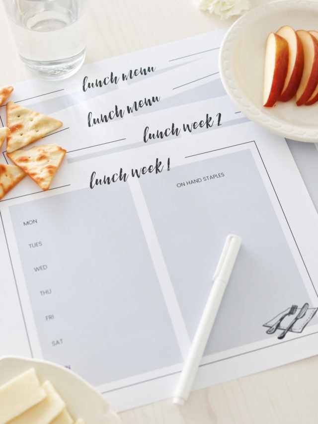 LUNCH MENU PLANNING PRINTABLES STORY