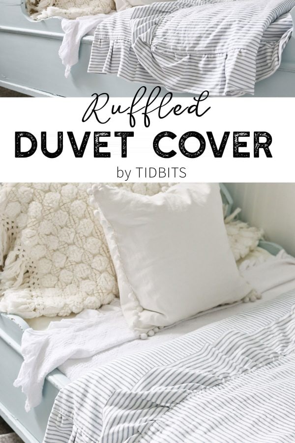 DIY Ruffled Duvet Cover, Ticking fabric
