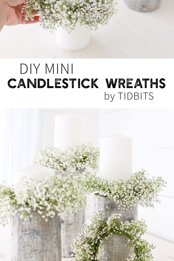 DIY Mini Candlestick Wreaths or Candle Rings.