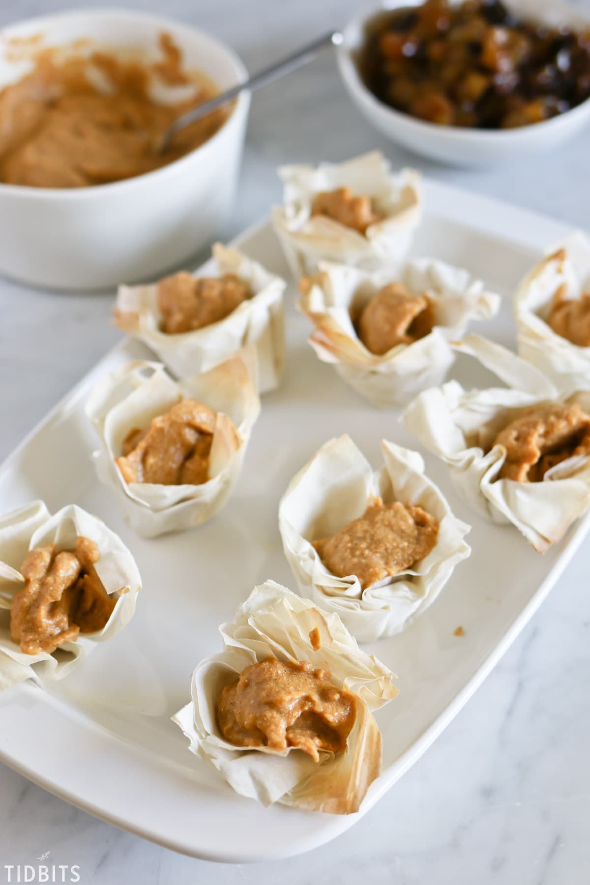 phyllo cups with pumpkin filling.