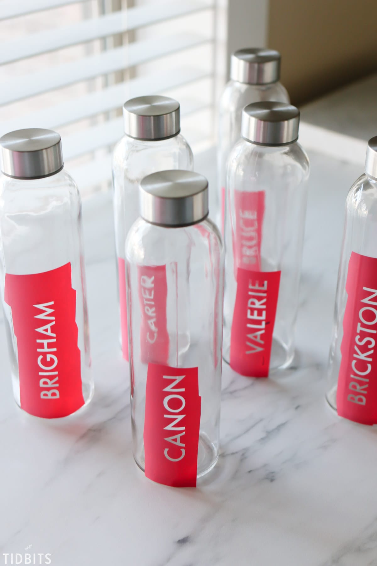 prep for etching name on glass bottles