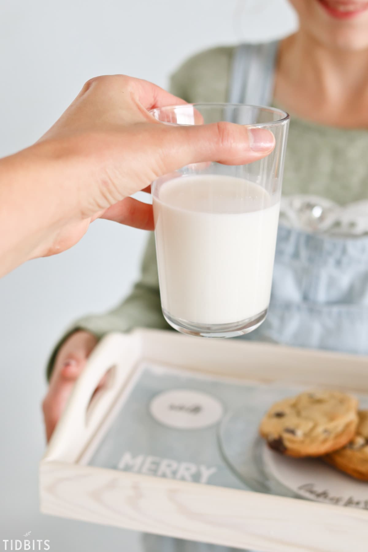 milk and cookies for santa tray
