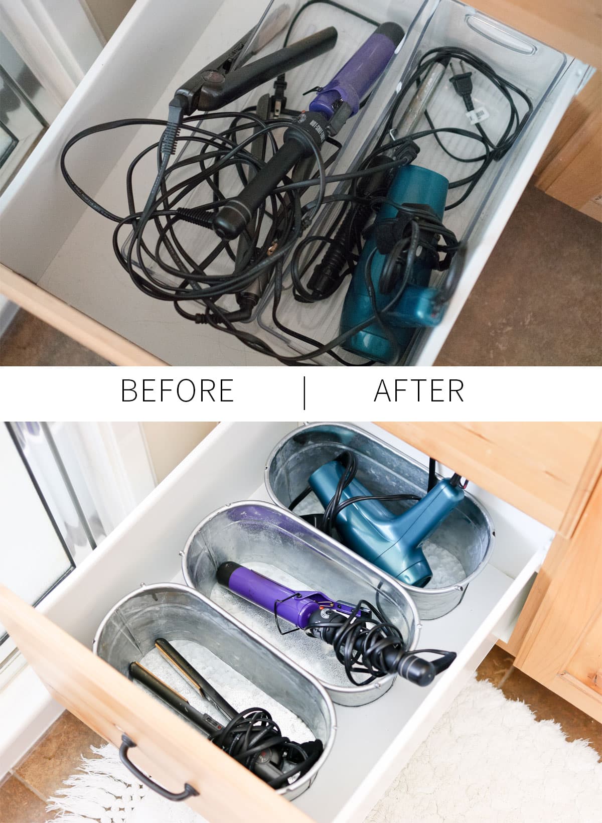 Irons and blow dryer organization
