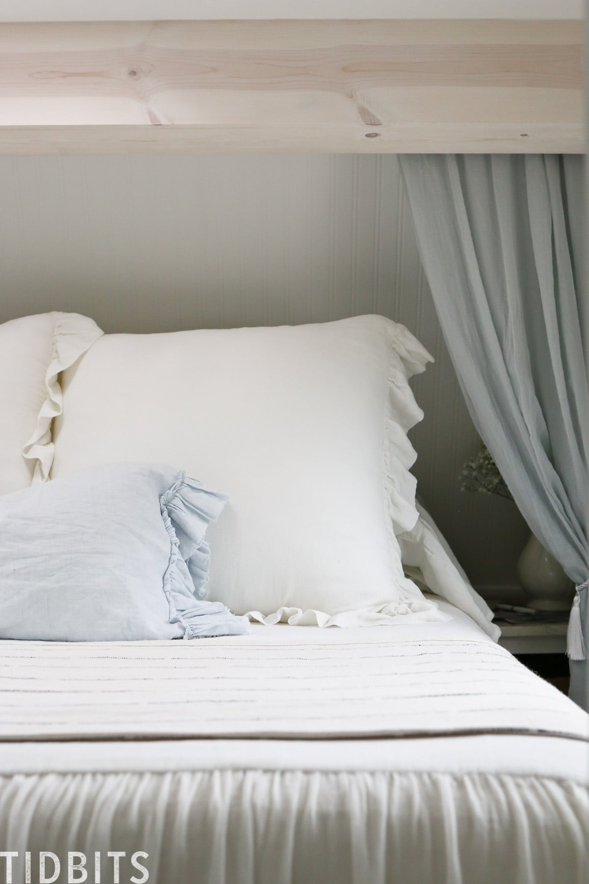 pretty pillows in RV master bedroom