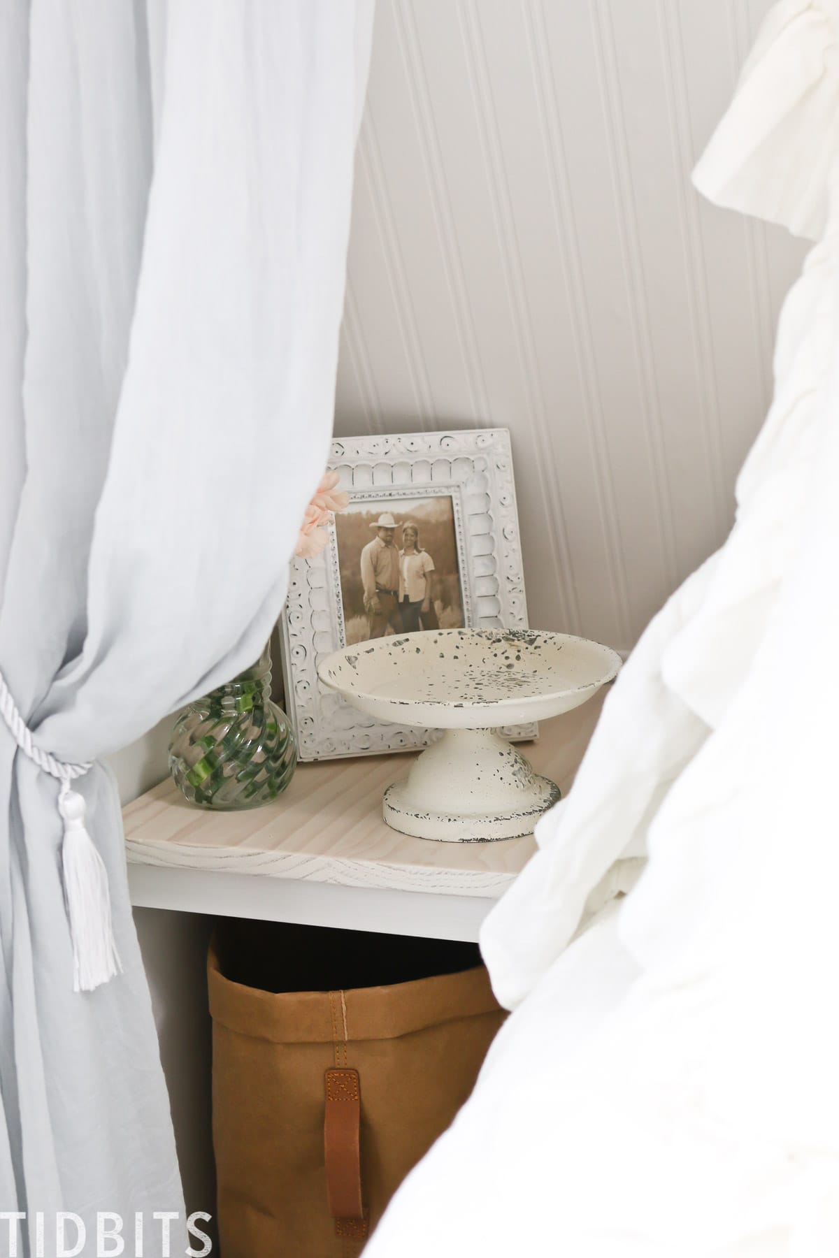 side table decor in master bedroom