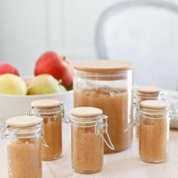 Glass jars of flavor bomb stove top apple sauce